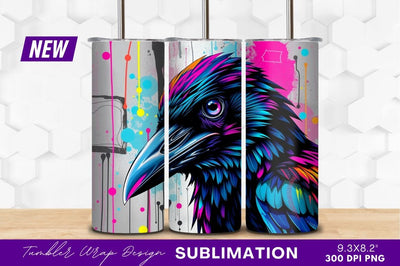 Colorful Crow Illustration On Abstract Background Sublimation Regulrcrative 
