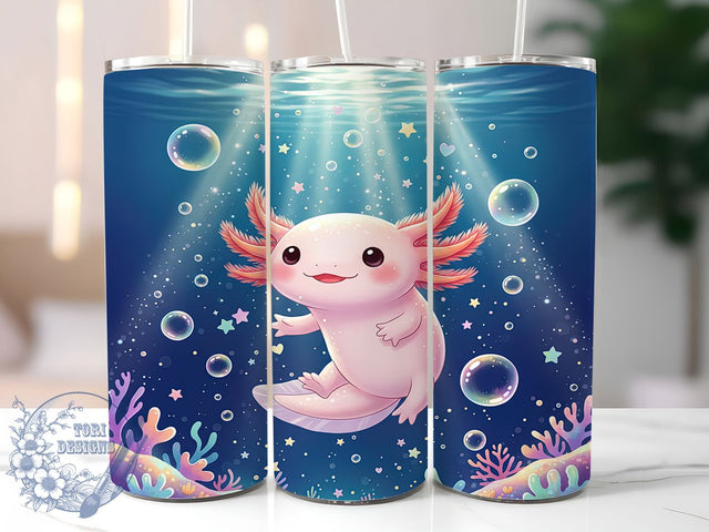 Colorful Cute Axolotl Tumbler, Cute Salamander Wrap, Animal Mug Design, Sublimation Wrap, Artistic Drinkware, Fun Gift Idea, Bright Creature Cup Sublimation ToriDesigns 