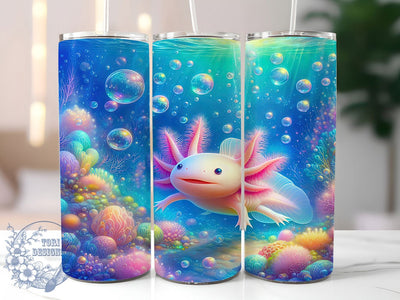 Colorful Cute Axolotl Tumbler, Cute Salamander Wrap, Animal Mug Design, Sublimation Wrap, Artistic Drinkware, Fun Gift Idea, Bright Creature Cup Sublimation ToriDesigns 