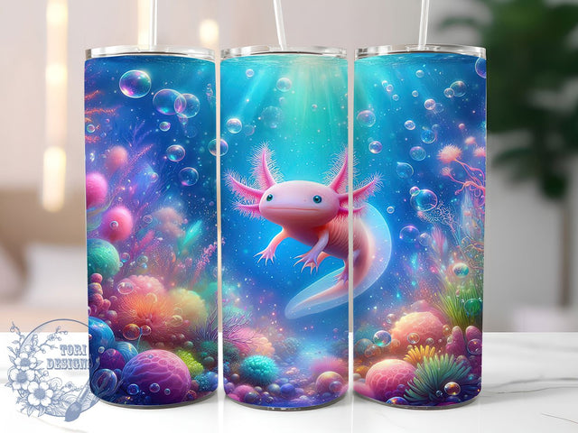 Colorful Cute Axolotl Tumbler, Cute Salamander Wrap, Animal Mug Design, Sublimation Wrap, Artistic Drinkware, Fun Gift Idea, Bright Creature Cup Sublimation ToriDesigns 