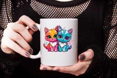 Colorful Cute Cat Couple Sublimation Bundle Sublimation Designangry 