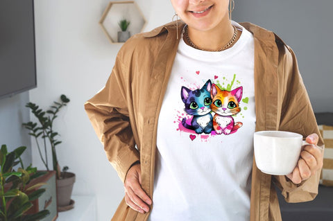 Colorful Cute Cat Couple Sublimation Bundle Sublimation Designangry 