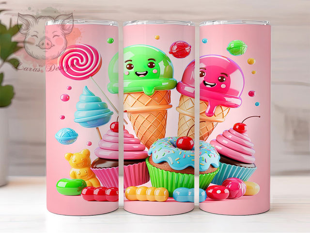 Colorful Cute Dessert Tumbler, Sweet Foods Pattern, Candy Cupcake Design, 20Oz Sublimation Wrap, Sugary Treat Art, Colorful Dessert Texture, Tumbler Sublimation Sublimation Lara' s Designs 