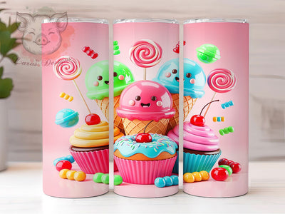 Colorful Cute Dessert Tumbler, Sweet Foods Pattern, Candy Cupcake Design, 20Oz Sublimation Wrap, Sugary Treat Art, Colorful Dessert Texture, Tumbler Sublimation Sublimation Lara' s Designs 
