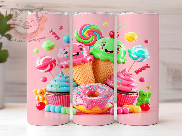 Colorful Cute Dessert Tumbler, Sweet Foods Pattern, Candy Cupcake Design, 20Oz Sublimation Wrap, Sugary Treat Art, Colorful Dessert Texture, Tumbler Sublimation Sublimation Lara' s Designs 
