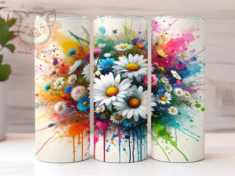 Colorful Daisies Floral 20oz Tumbler Png, Straight & Tapered Tumbler Png, Daisies Tumbler Png, Digital Download PNG Sublimation Lara' s Designs 