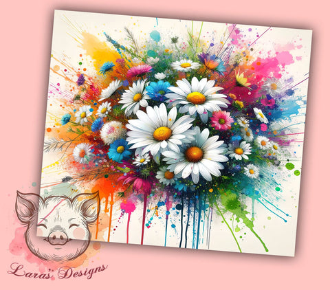 Colorful Daisies Floral 20oz Tumbler Png, Straight & Tapered Tumbler Png, Daisies Tumbler Png, Digital Download PNG Sublimation Lara' s Designs 