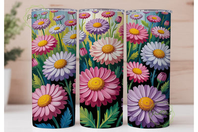 Colorful Daisy 20oz Tumbler Wrap Sublimation PixelChick 