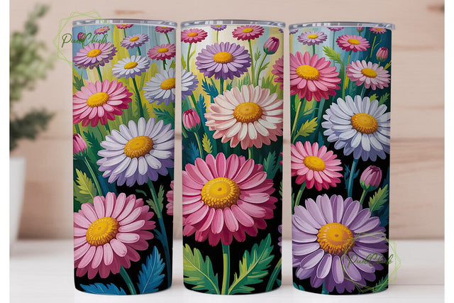 Colorful Daisy 20oz Tumbler Wrap Sublimation PixelChick 