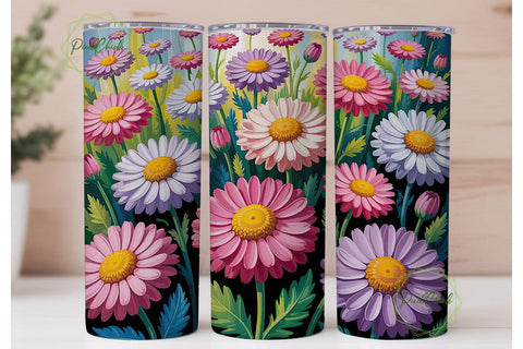 Colorful Daisy 20oz Tumbler Wrap Sublimation PixelChick 