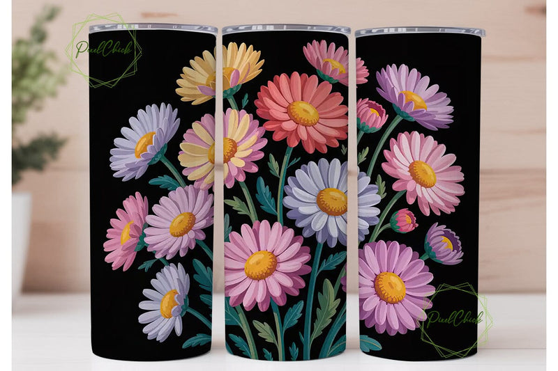 Colorful Daisy 20oz Tumbler Wrap Sublimation PixelChick 