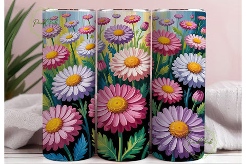 Colorful Daisy 20oz Tumbler Wrap Sublimation PixelChick 