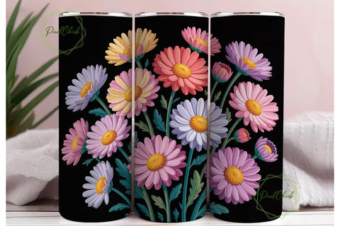 Colorful Daisy 20oz Tumbler Wrap Sublimation PixelChick 