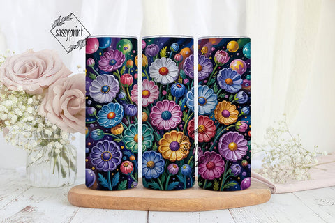 Colorful Daisy Field 20oz Tumbler Wrap Sublimation sassyprint 