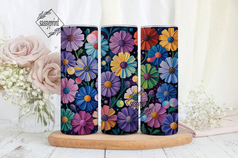Colorful Daisy Field 20oz Tumbler Wrap Sublimation sassyprint 