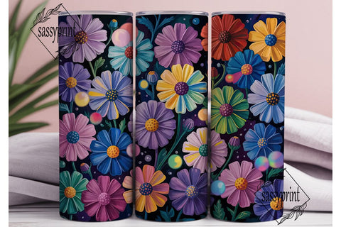 Colorful Daisy Field 20oz Tumbler Wrap Sublimation sassyprint 