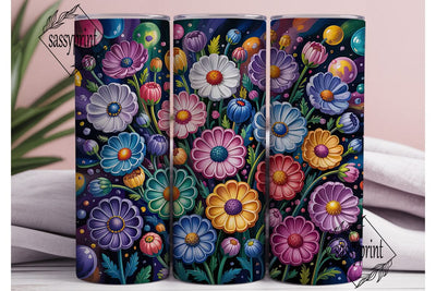 Colorful Daisy Field 20oz Tumbler Wrap Sublimation sassyprint 