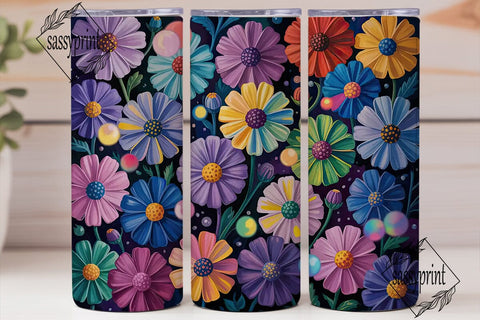 Colorful Daisy Field 20oz Tumbler Wrap Sublimation sassyprint 