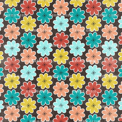 Colorful Daisy Flowers Fabric Textured Floral Pattern Digital Paper Digital Pattern Karma Genie Graphics 