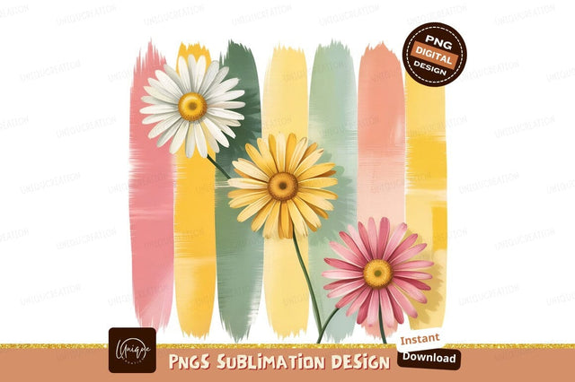 Colorful Daisy Trio On Textured Background Sublimation Designangry 
