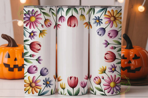 Colorful Daisy Tumbler Wrap PNG Sublimation PixelChick 