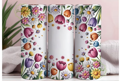 Colorful Daisy Tumbler Wrap PNG Sublimation PixelChick 