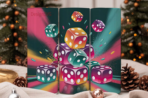 Colorful Dice Tumbler Wrap Sublimation DesignSVG 