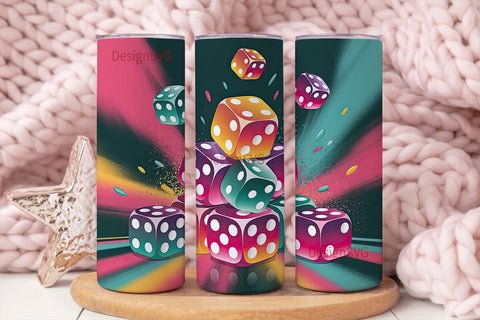 Colorful Dice Tumbler Wrap Sublimation DesignSVG 