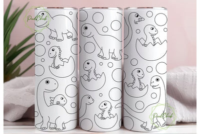 Colorful Dinosaurs 20oz Tumbler Wrap Sublimation PixelChick 
