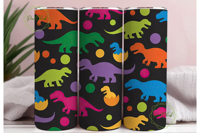 Colorful Dinosaurs 20oz Tumbler Wrap Sublimation PixelChick 