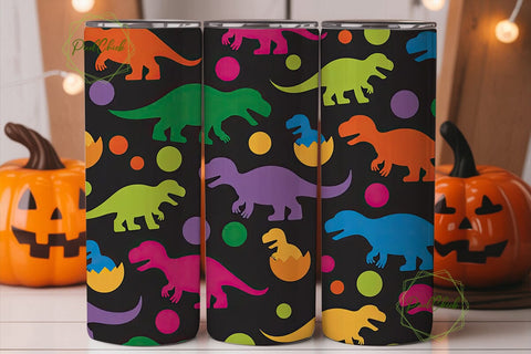 Colorful Dinosaurs 20oz Tumbler Wrap Sublimation PixelChick 
