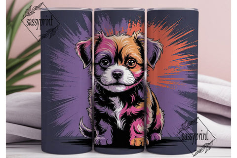Colorful Dog Portrait 20oz Tumbler Wrap Sublimation sassyprint 