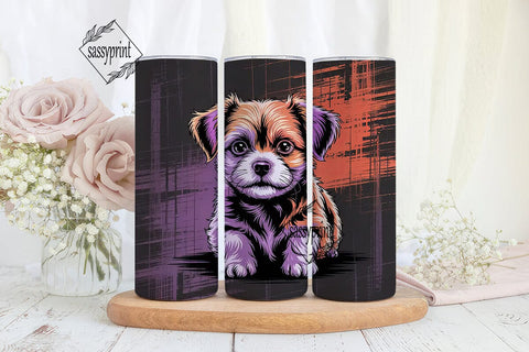 Colorful Dog Portrait 20oz Tumbler Wrap Sublimation sassyprint 