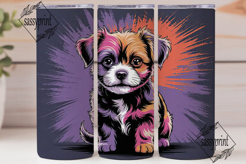 Colorful Dog Portrait 20oz Tumbler Wrap Sublimation sassyprint 