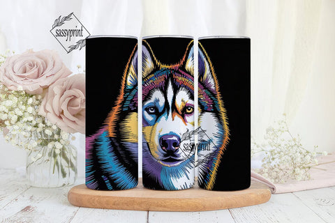 Colorful Dog Portrait Tumbler Wrap Sublimation sassyprint 
