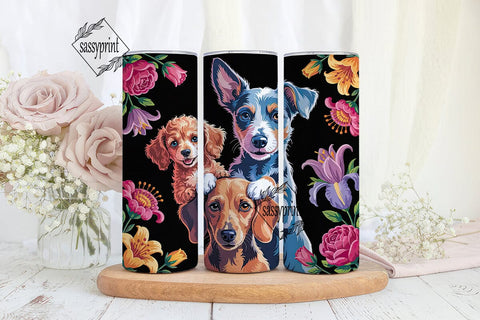 Colorful Dog Portraits 20oz Tumbler Wrap Sublimation sassyprint 