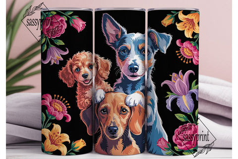 Colorful Dog Portraits 20oz Tumbler Wrap Sublimation sassyprint 