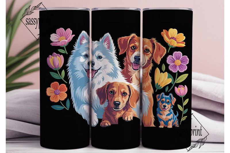 Colorful Dog Portraits 20oz Tumbler Wrap Sublimation sassyprint 