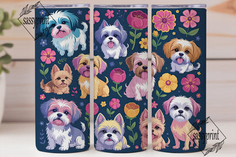Colorful Dogs 20oz Tumbler Wrap Sublimation sassyprint 