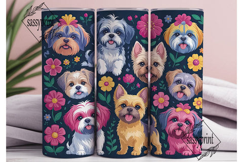 Colorful Dogs 20oz Tumbler Wrap Sublimation sassyprint 