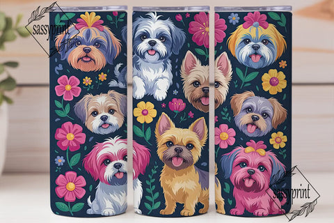Colorful Dogs 20oz Tumbler Wrap Sublimation sassyprint 