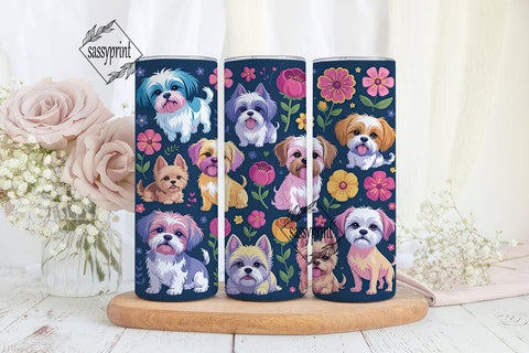 Colorful Dogs 20oz Tumbler Wrap Sublimation sassyprint 
