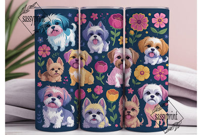 Colorful Dogs 20oz Tumbler Wrap Sublimation sassyprint 