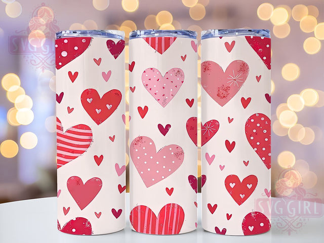 Colorful Doodle Hearts Valentine Tumbler, Valentines Day Decor, 20oz Tumbler Wrap, Cute Heart Design, Love Gift, Personalized Valentine Mug, Colorful Hearts Tumbler Sublimation SvggirlplusArt 