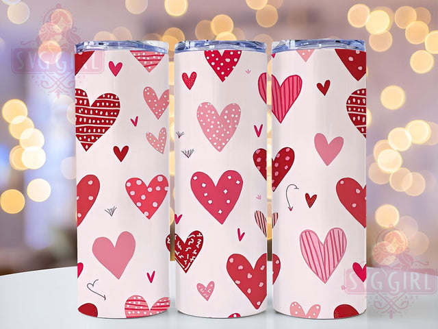 Colorful Doodle Hearts Valentine Tumbler, Valentines Day Decor, 20oz Tumbler Wrap, Cute Heart Design, Love Gift, Personalized Valentine Mug, Colorful Hearts Tumbler Sublimation SvggirlplusArt 