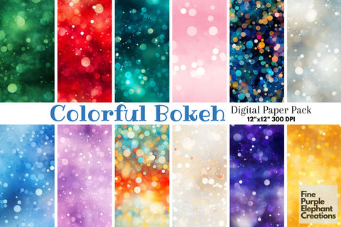 Colorful Dot Bokeh Light Effect Digital Pattern Fine Purple Elephant Creations 