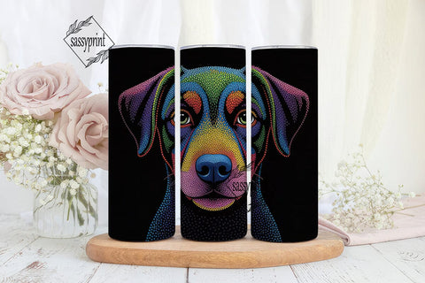 Colorful Dotted Dog Face 20oz Tumbler Sublimation sassyprint 