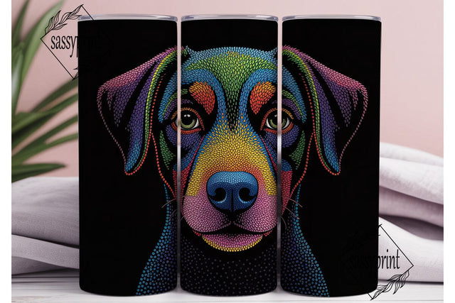 Colorful Dotted Dog Face 20oz Tumbler Sublimation sassyprint 