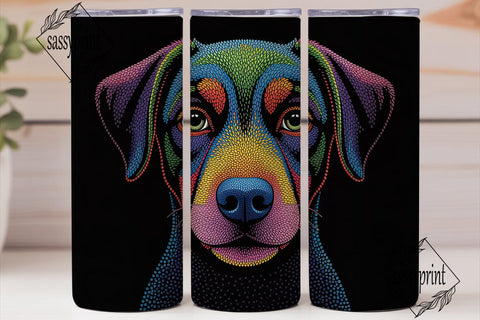 Colorful Dotted Dog Face 20oz Tumbler Sublimation sassyprint 