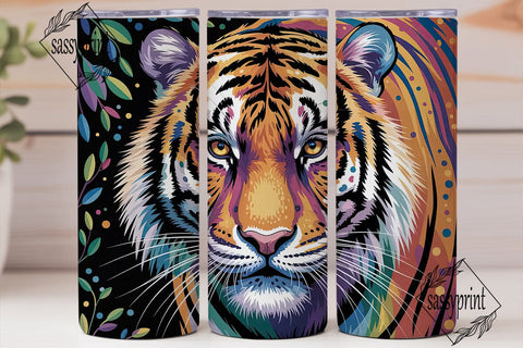 Colorful Dotted Tiger 20oz Tumbler Wrap Sublimation sassyprint 